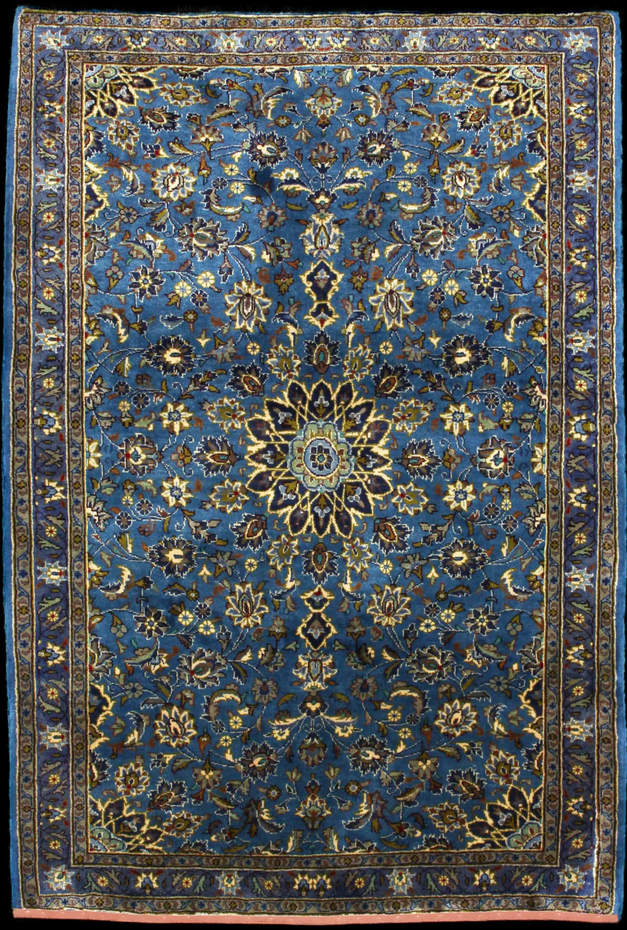 Handmade Persiano rug in dimensions 186 centimeters length by 126 centimeters width with mainly Blu colors