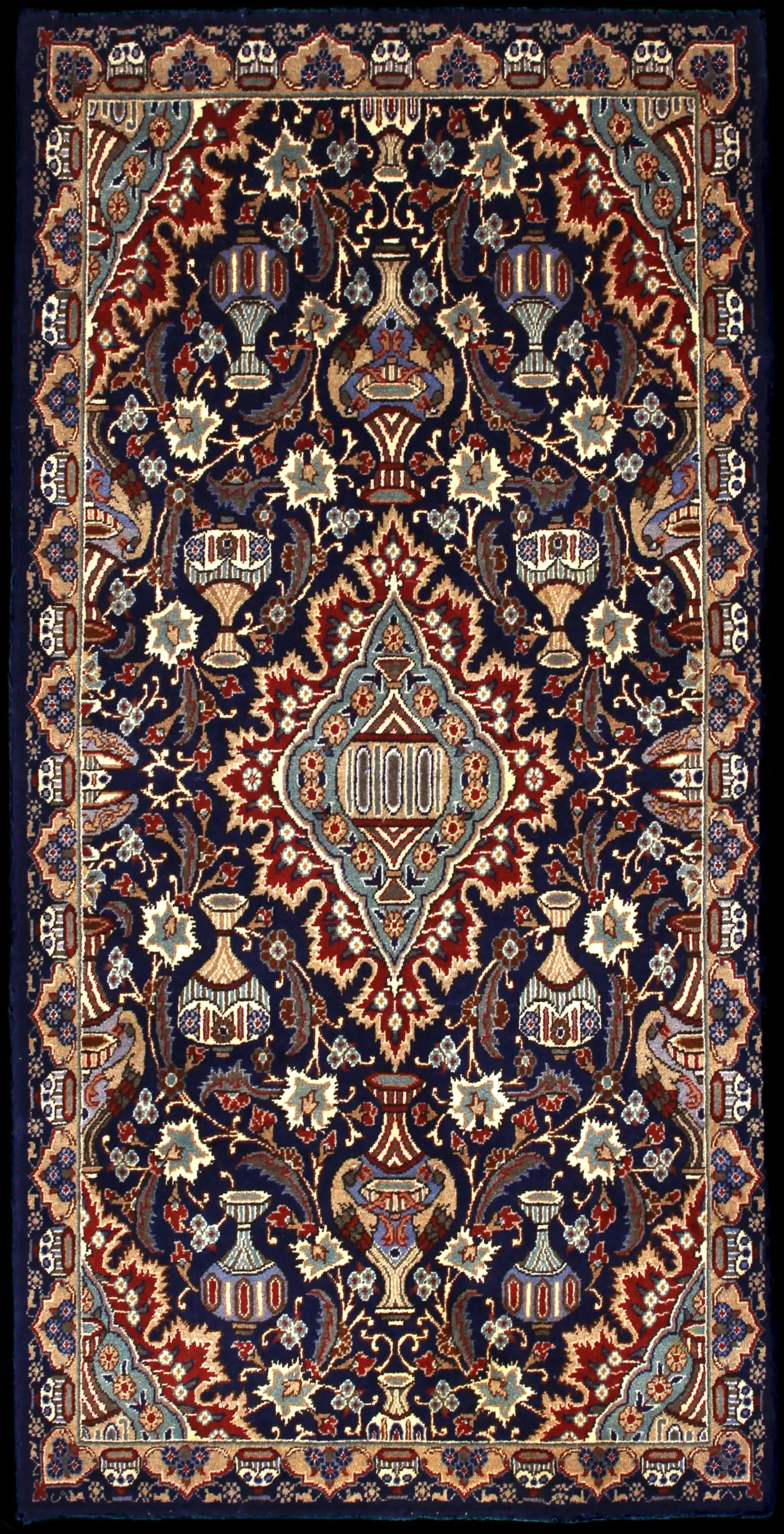 Handmade Persa rug in dimensions 210 centimeters length by 106 centimeters width with mainly Azul y Rojo colors