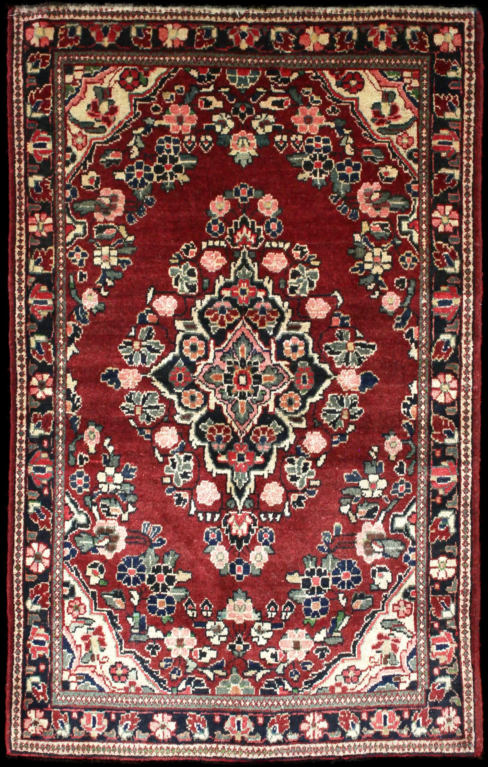 Handmade Persiano rug in dimensions 204 centimeters length by 126 centimeters width with mainly Marrone e Rosso colors