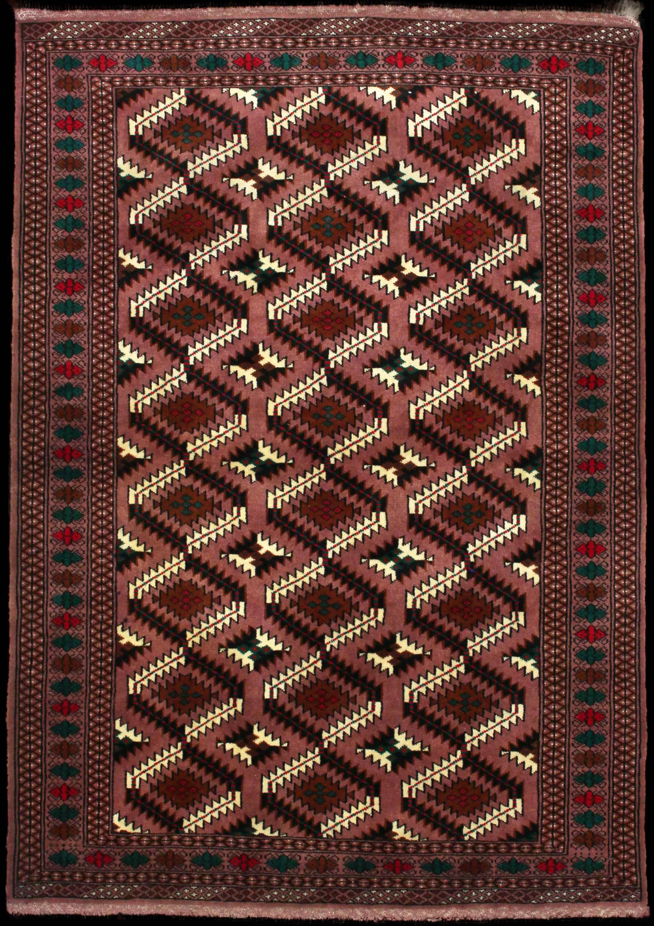 Handmade Persian rug in dimensions 200 centimeters length by 133 centimeters width with mainly Brown colors