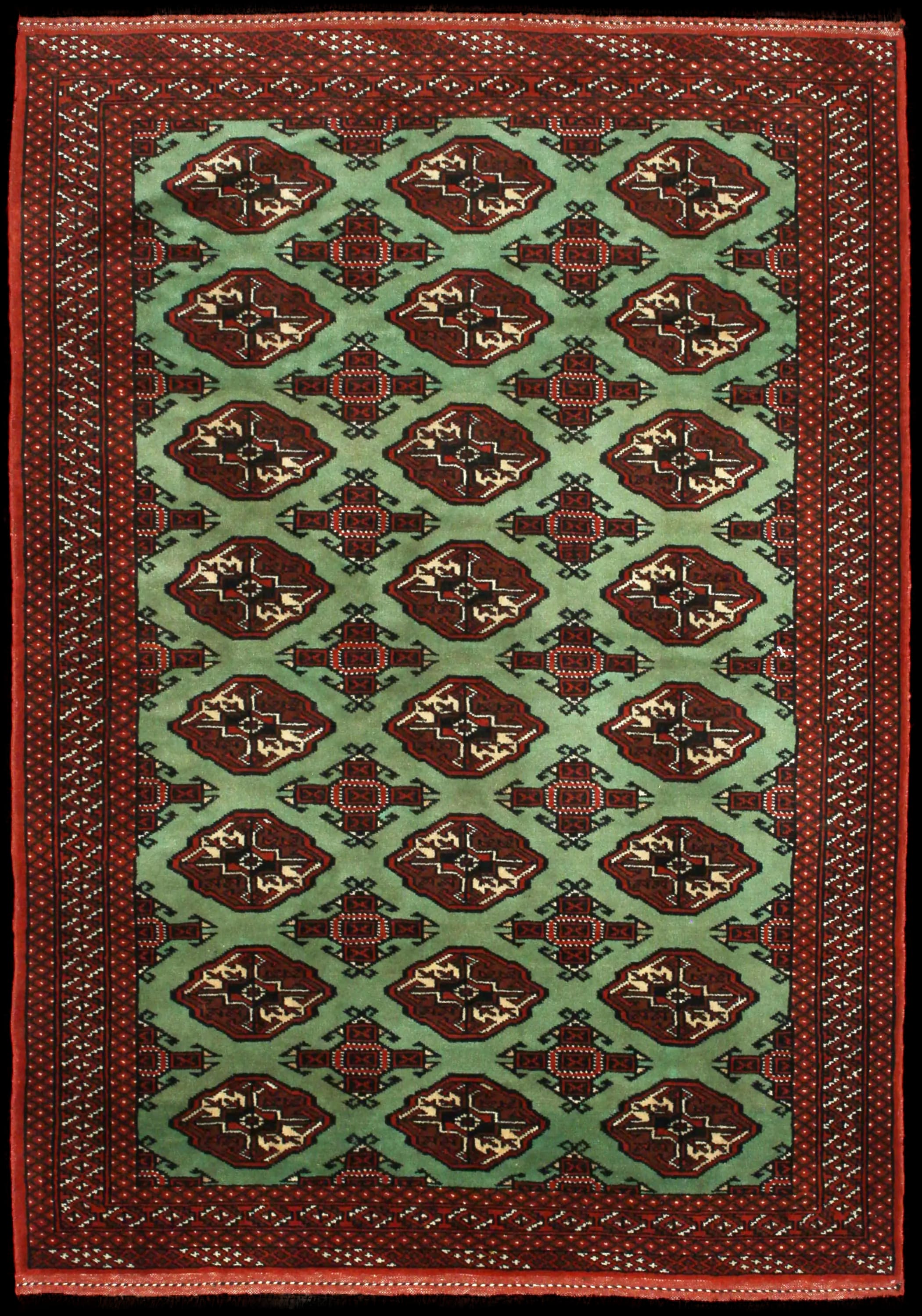 Handmade Perse rug in dimensions 188 centimeters length by 130 centimeters width with mainly Vert et Marron colors