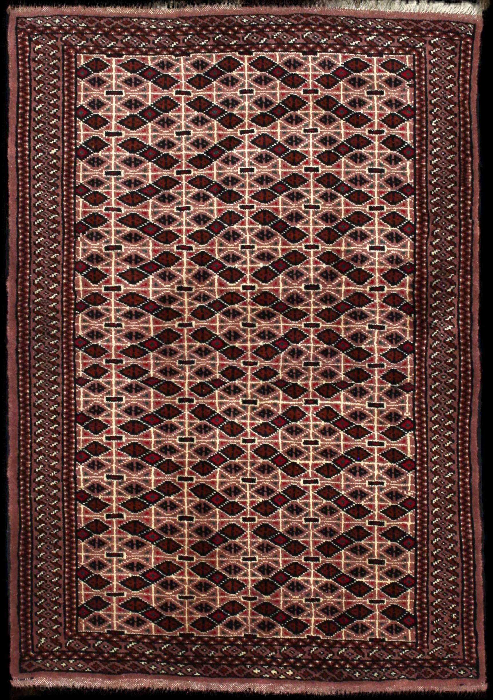 Handmade Persian rug in dimensions 142 centimeters length by 98 centimeters width with mainly Brown colors