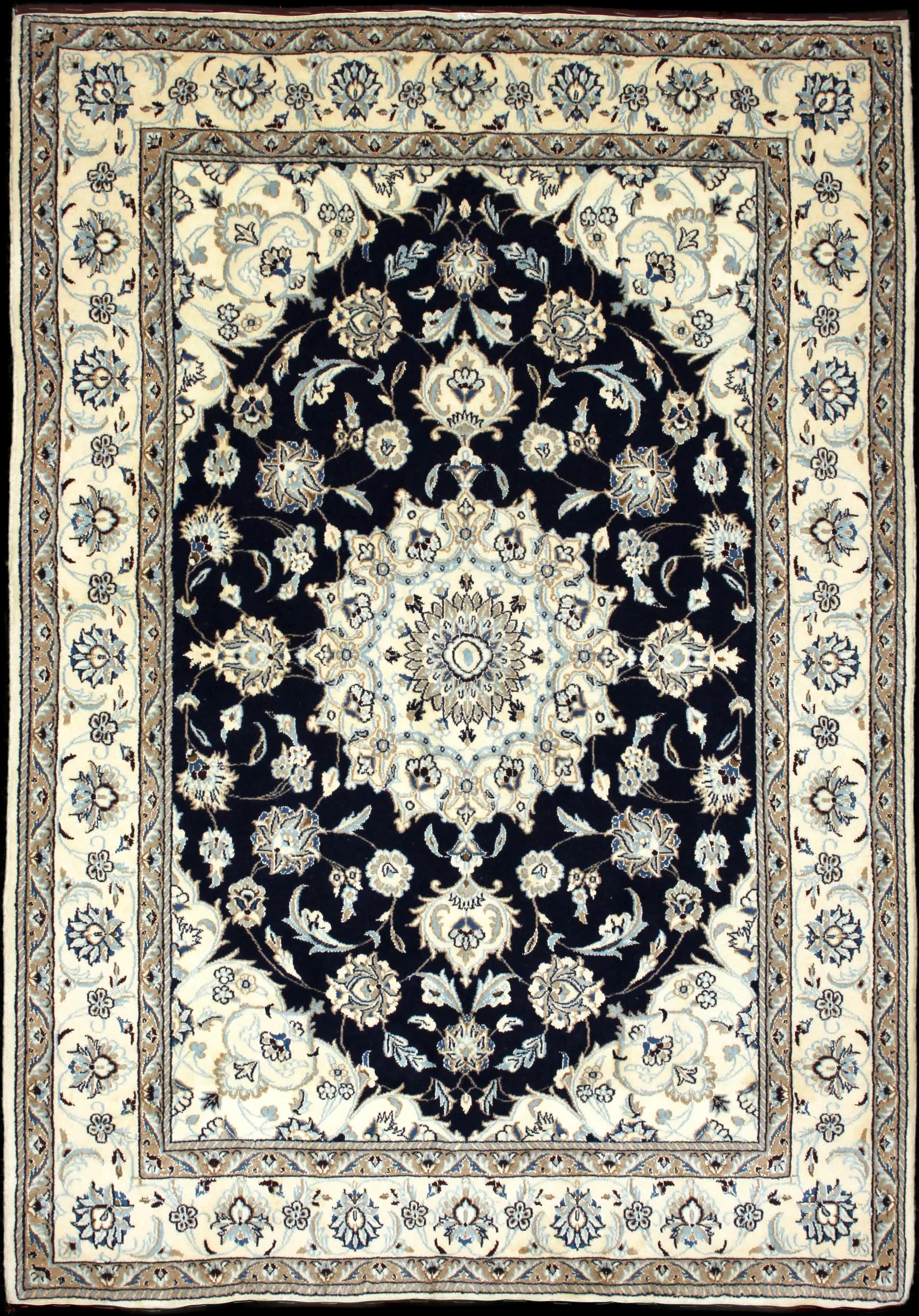 Handmade Persiano rug in dimensions 240 centimeters length by 160 centimeters width with mainly Beige e Blu colors