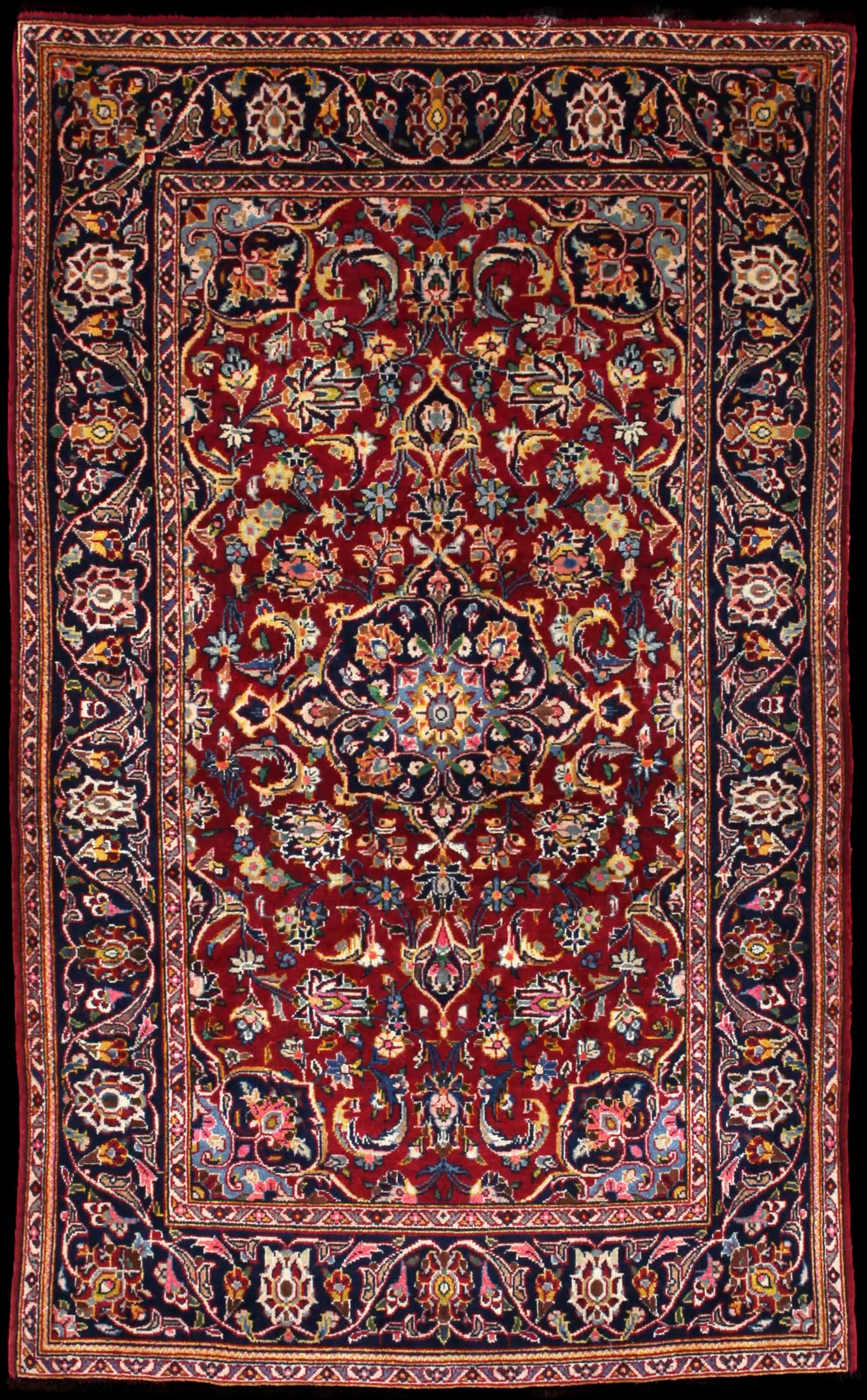 Handmade Persiano rug in dimensions 174 centimeters length by 106 centimeters width with mainly Rosso e Blu colors