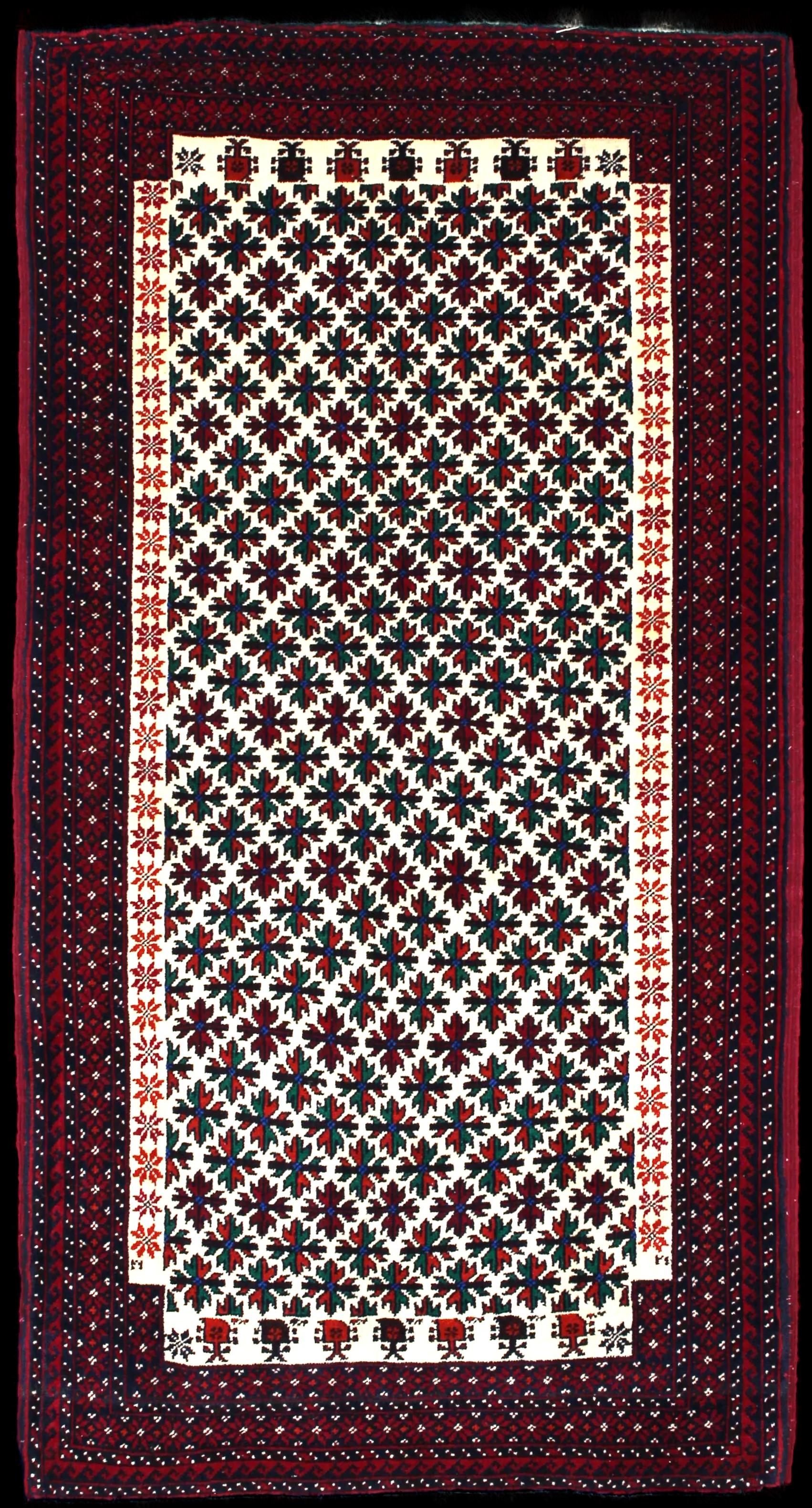 Handmade Persian rug of Baluch style in dimensions 182 centimeters length by 100 centimetres width with mainly Red colors