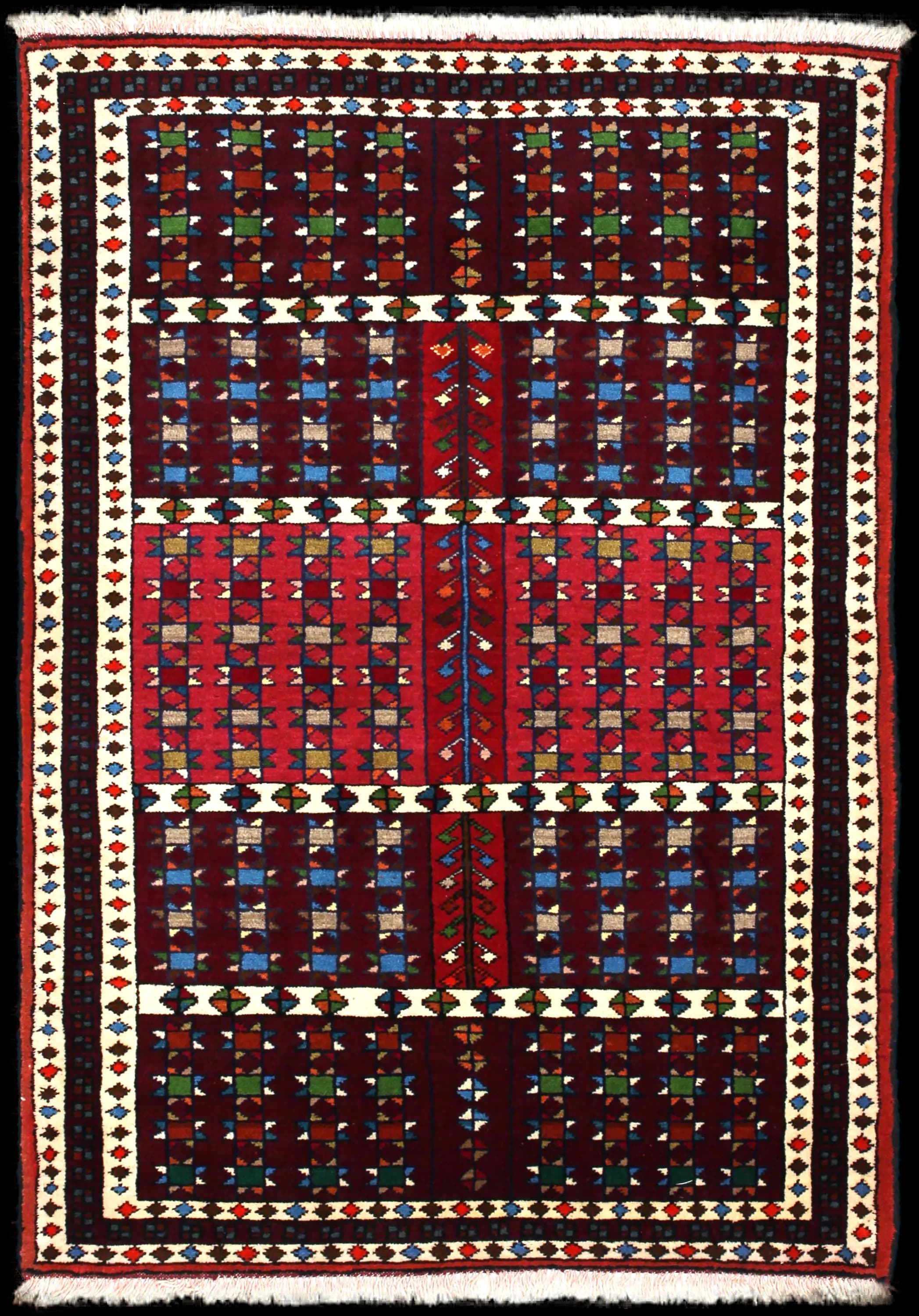 Handmade Persiano rug in dimensions 171 centimeters length by 118 centimeters width with mainly Rosso e Marrone colors