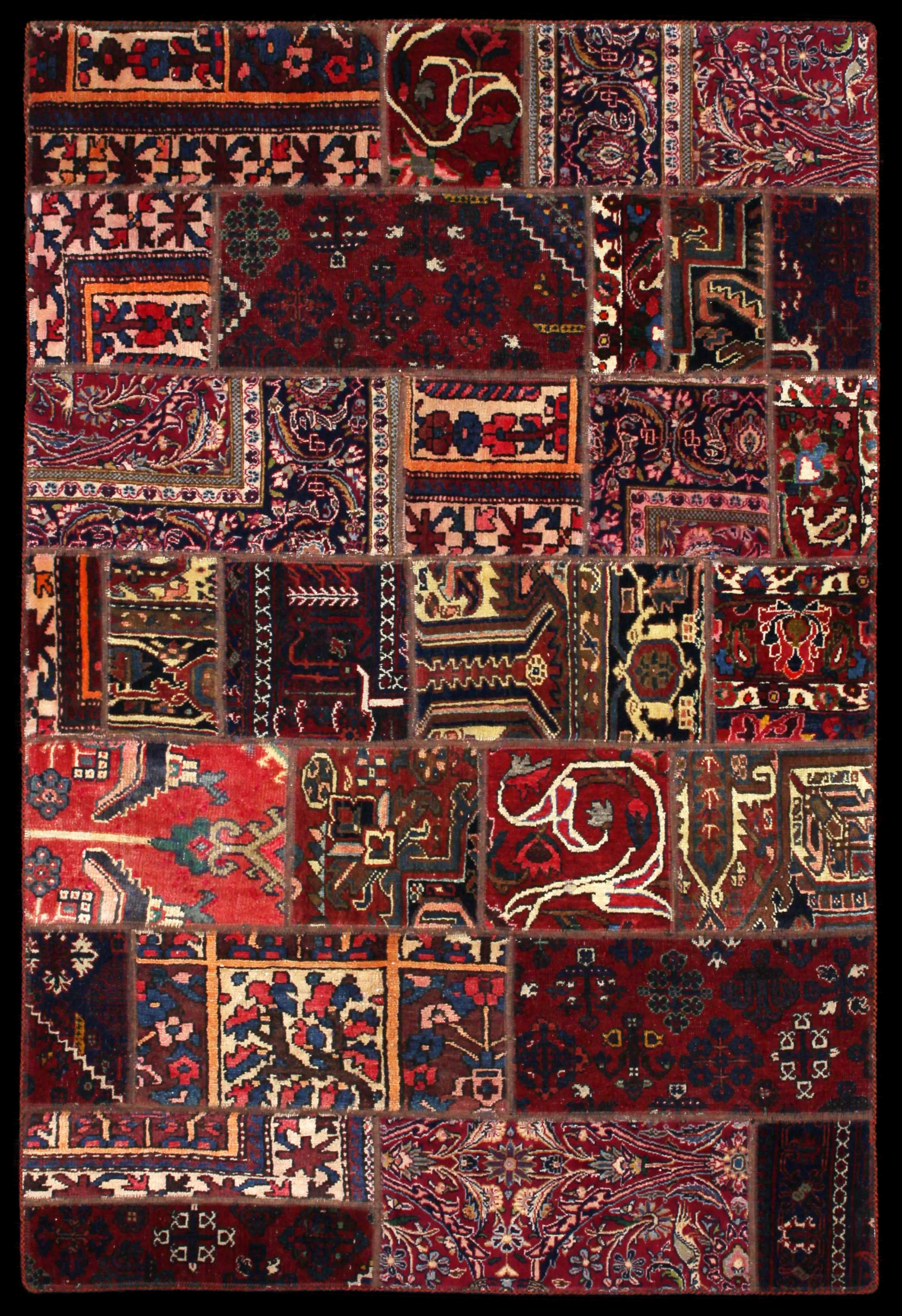 Handmade Persian rug of Patchwork style in dimensions 207 centimeters length by 136 centimetres width