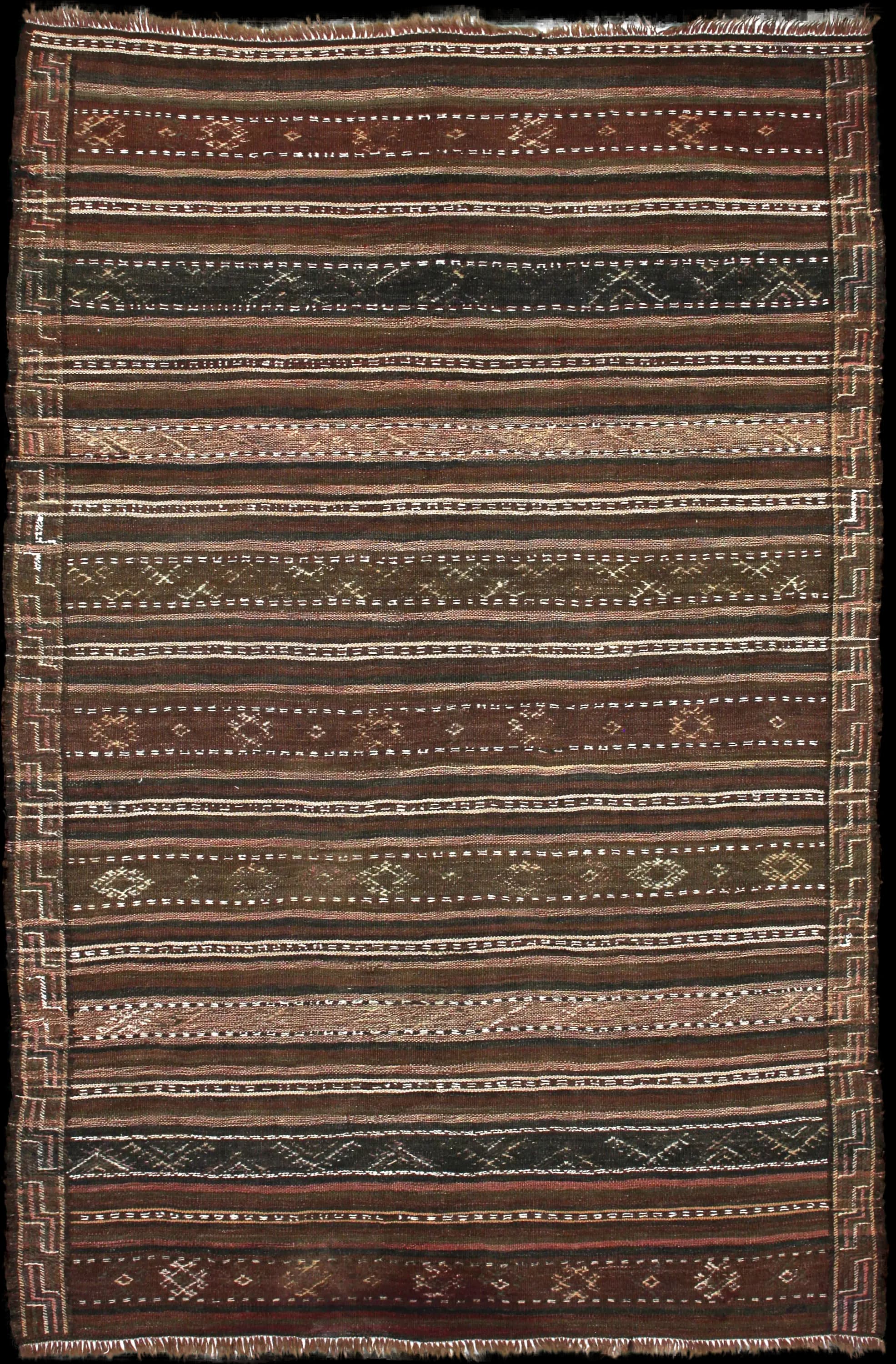 Handmade Persiano rug in dimensions 211 centimeters length by 140 centimeters width with mainly Marrone colors