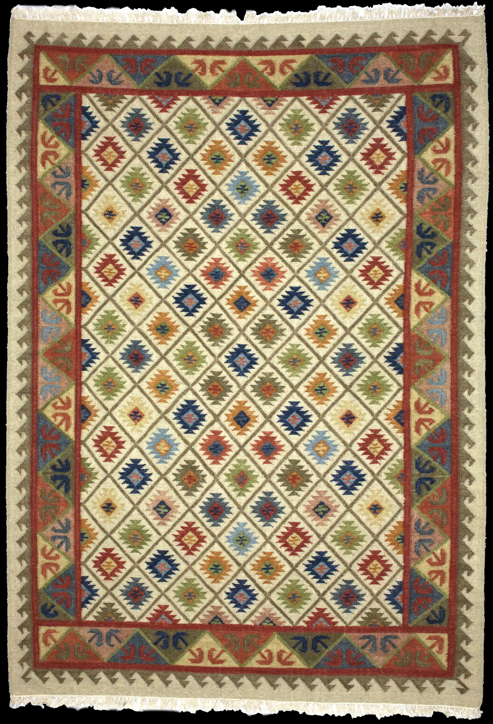 Handmade Indiano rug in dimensions 274 centimeters length by 183 centimeters width