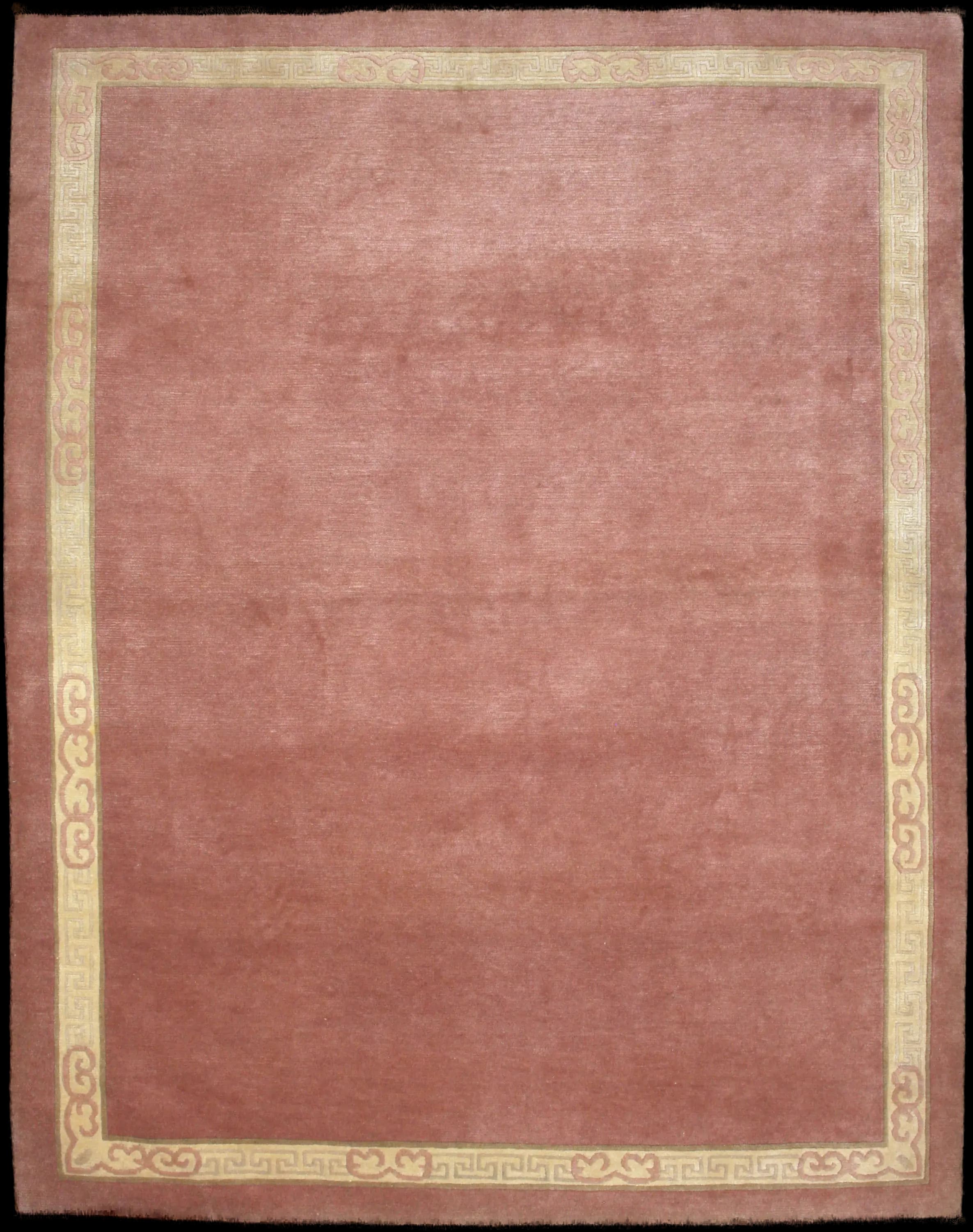 Handmade Nepalí rug in dimensions 255 centimeters length by 202 centimeters width with mainly Rosa colors