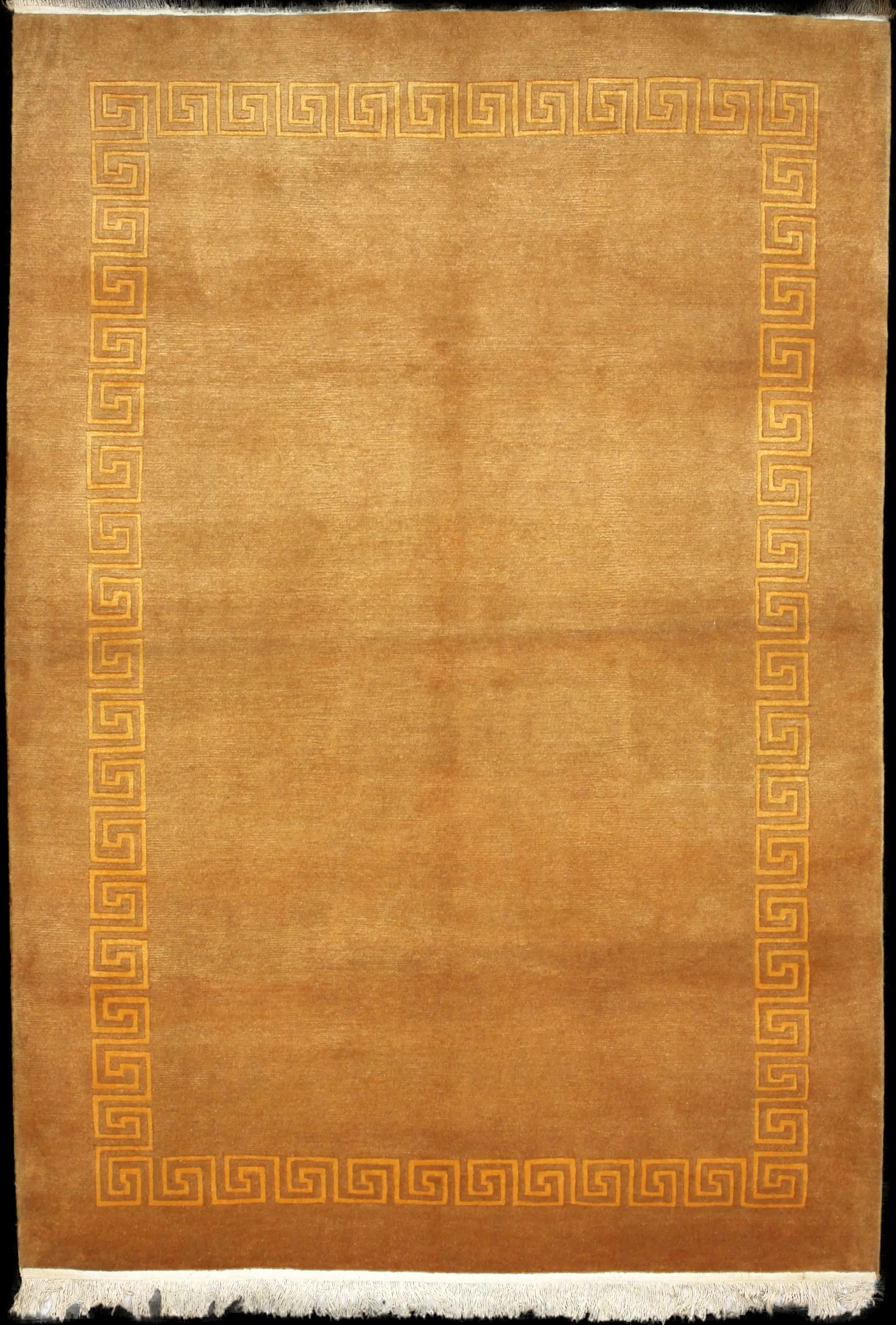 Handmade Nepali rug in dimensions 240 centimeters length by 173 centimeters width with mainly Yellow colors