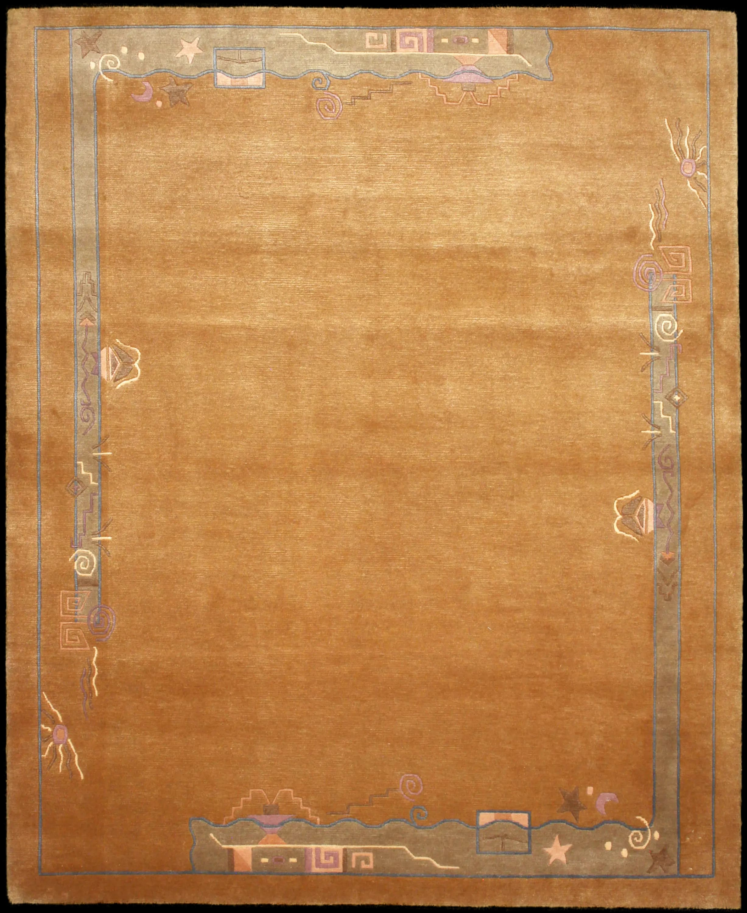 Handmade Népalais rug in dimensions 247 centimeters length by 200 centimeters width with mainly Jaune colors